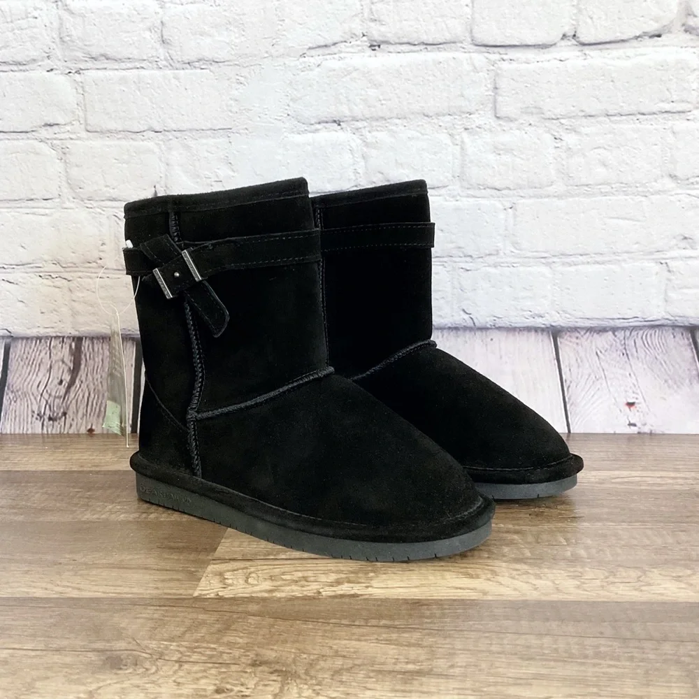 New BearPaw Val black suede boots youth size 5